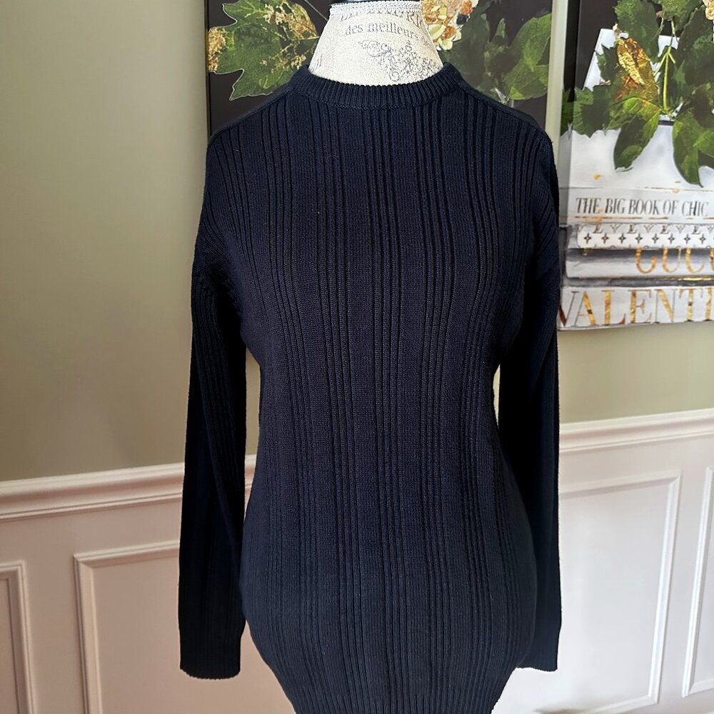 MICHAEL BRANDON MEN'S PULLOVER CREW NECK SWEATER:PRE-OWNED BLACK LARGE